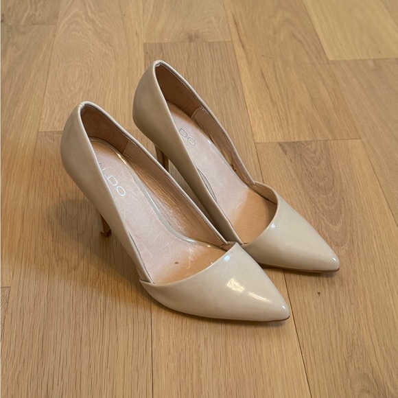 Aldo Shoes - ALDO Nude Patent Pointed Toe Heels 38.5 US 7.5 8
